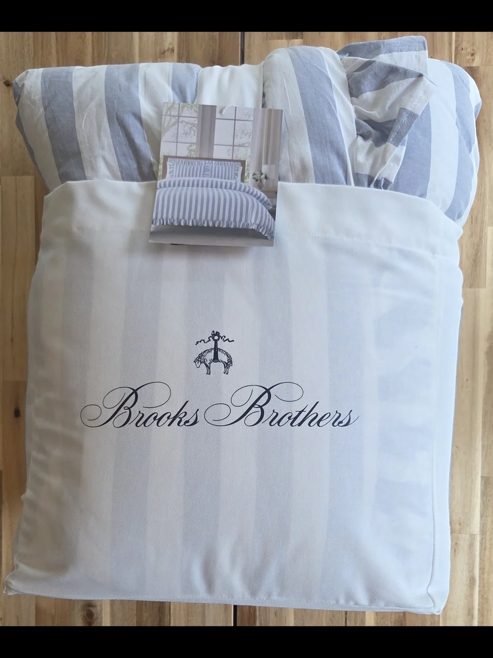 Brooks Brothers Cotton Duvet/Comforter Bedding Set - Blue & White